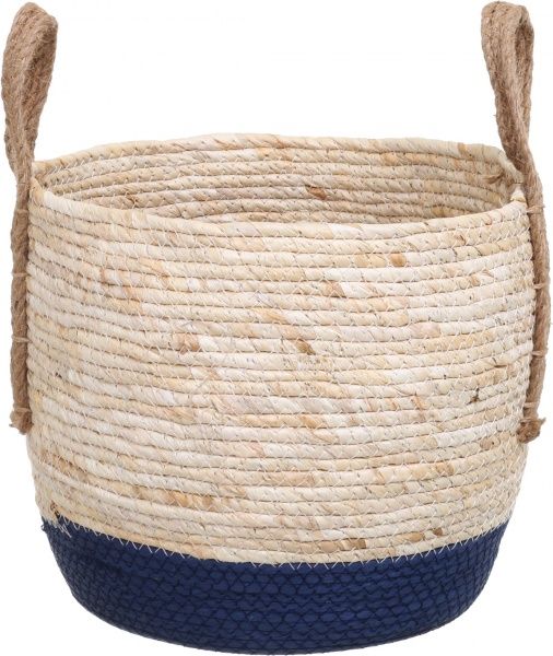 Кошик з ручками Рогоза середній 32х28 см бежево-чорний