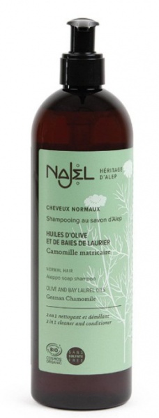 Шампунь органический Najel на основе алеппского мыла 2-в-1 для нормальных волос 500 мл