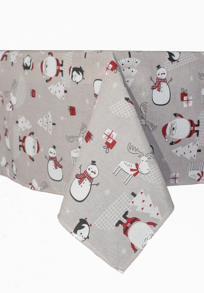 Скатерть Новогодняя 136x220 см бежево-красный Прованс 