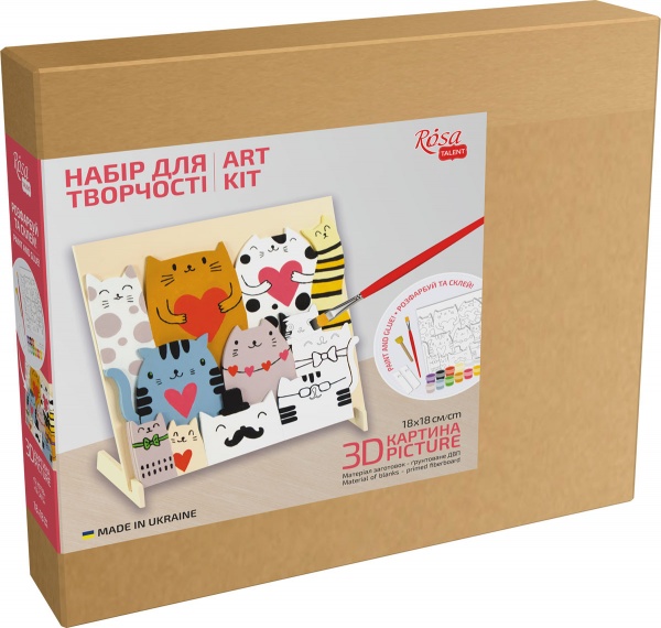 Набор для творчества 3D-картина 12 котов N0003539 18x18 см Rosa Talent 