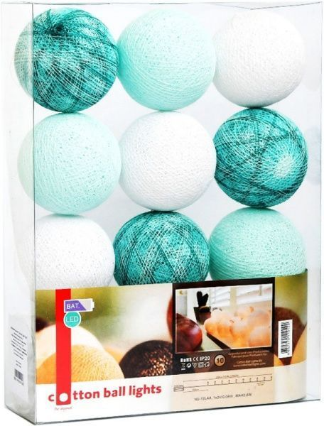 Электрогирлянда Котоновые шарики aqua mix светодиодная (LED) 10 ламп
