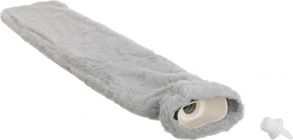 Подушка-грілка Гумова KM у чохлі зі штучного хутра 72x12 см сірий 