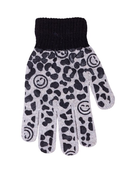 Перчатки YO! смайлик (5904921651196) р.20 серый 