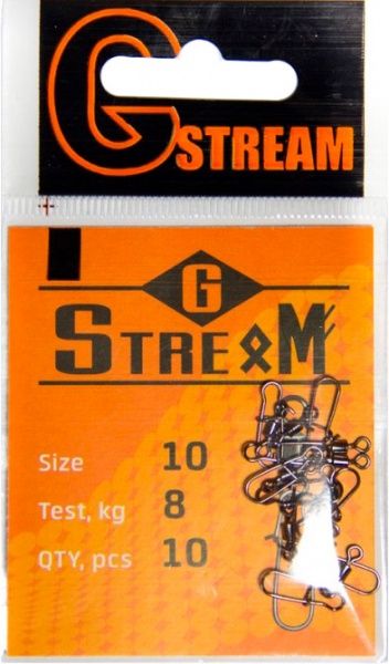 Застежка с вертлюгом G.Stream №10 8 кг 10 шт.