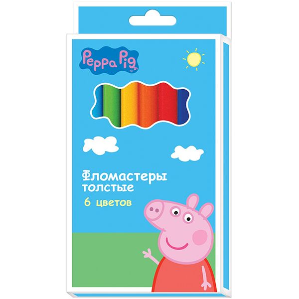 Фломастеры Peppa Pig толстые 6 шт