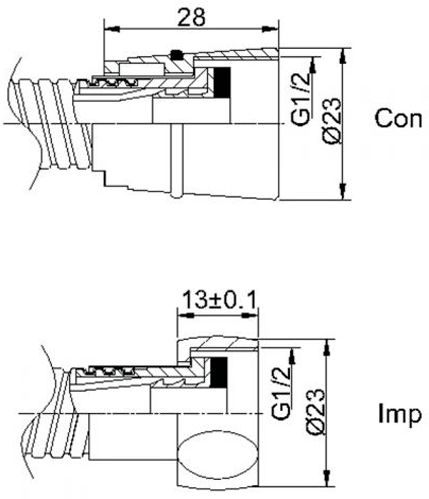 Шланг для душу Rubineta Con/Imp Lux 1,5 м 600014