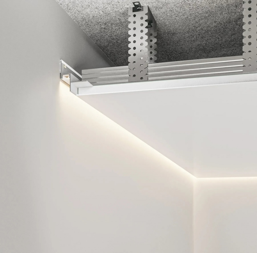 Профиль теневого шв АЛЮПРО с LED каналом ПАС-3410 RAL-9016 мат 3м