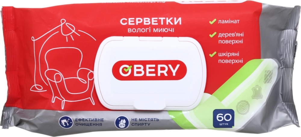 Влажные салфетки OBERY моющие 60 шт./уп.