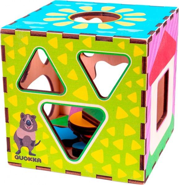 Розвиваюча іграшка Quokka дерев'яний куб-сортер 16 х 16 см. QUOKA003A