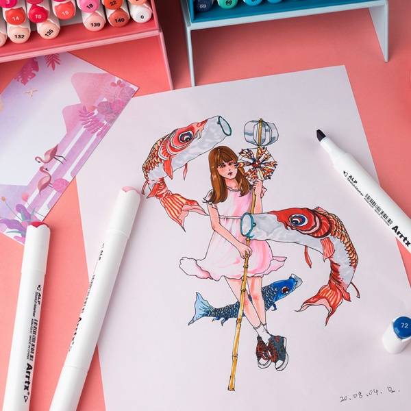 Набор маркеров Arrtx спиртовых Alp ASM-02RD 24 цвета красные оттенки LC302253 