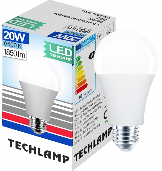 Лампа світлодіодна Techlamp 20 Вт A65 матова E27 220 В 6500 К 
