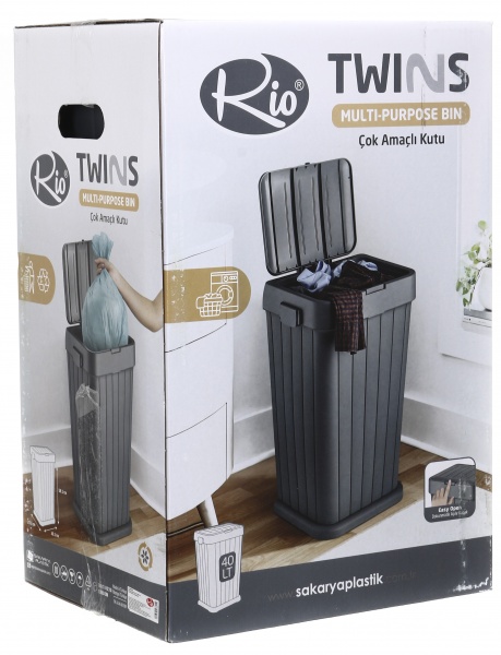 Корзина для белья RIO Twins 36,1х27,3х58,1 см 40 л графитовый 