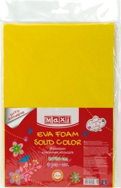 Фоаміран на клейкій основі MX61785 2 мм 20х30 см лимонний