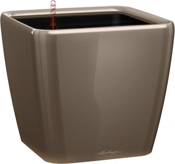 Вазон пластиковый Lechuza Quadro Premium LS 35 квадратный 39,7л коричневый 