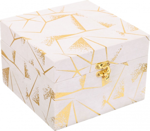 Скриня Геометрія 18х18х12 см біла із золотим