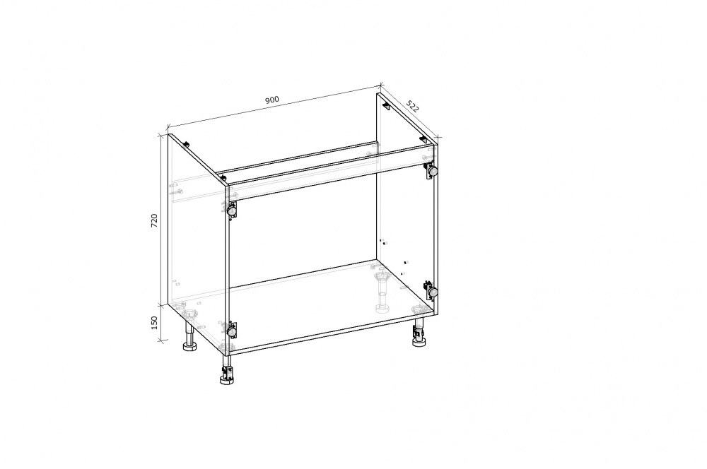 Тумба нижня Грейд мийка /Оптимум 900x870x522 мм сірий графіт