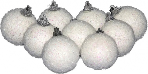 Набор новогодних украшений Девилон мохнатые шары с блестками d 40 мм 9 шт./уп.
