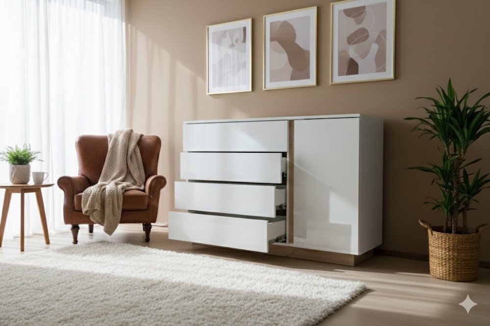 Комод Центр Меблів Porta 1380x905x406 мм дуб артізан/білий глянець
