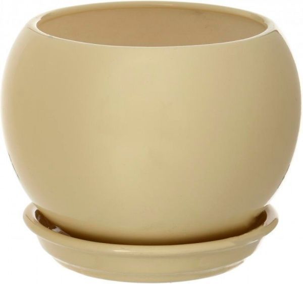 Горщик керамічний Оріана-Запоріжкераміка Куля глянець круглий 9л бежевий 