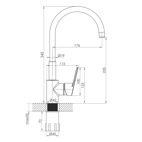 Змішувач для кухні Imprese WITOW з гнучким виливом, хром