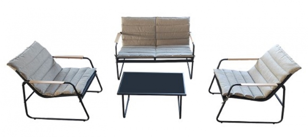 Комплект металлической мебели Indigo ДАНИЕЛА стол + софа + 2 кресла серый/графит