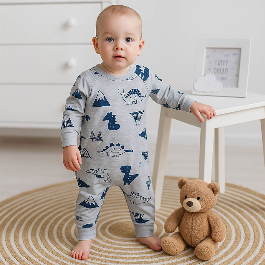 Ромпер-реглан для мальчика Blanka Дино р.74-80 серый 110838