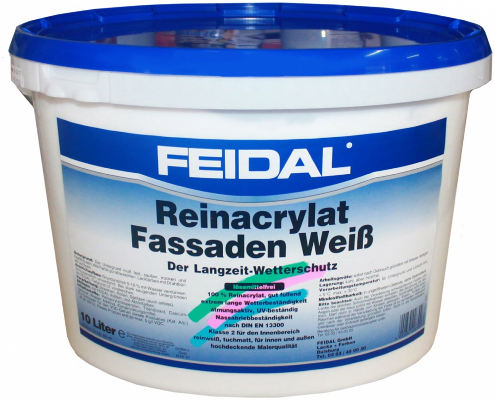 Фарба Feidal Reinacrylat Fassaden Weiss білий 10л