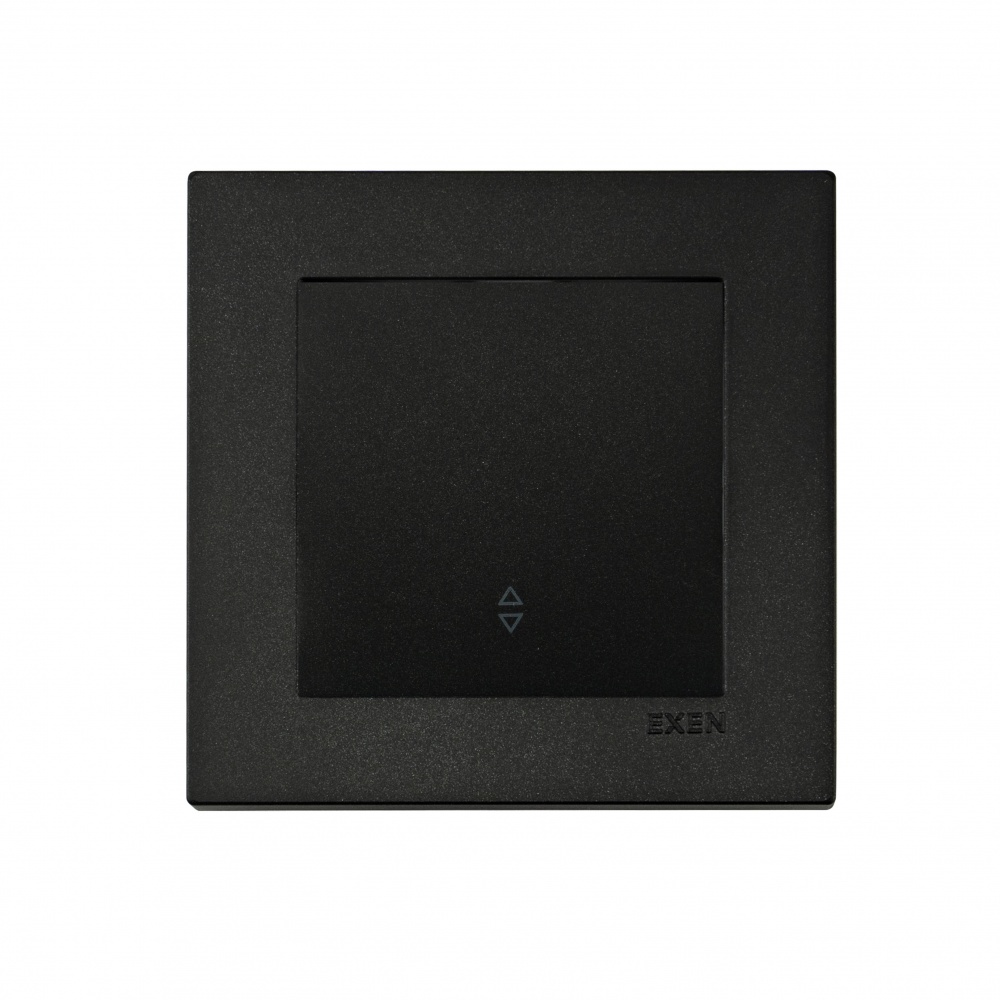 Вимикач прохідний одноклавішний EXEN Karell без підсвітки чорний 290-001402-209