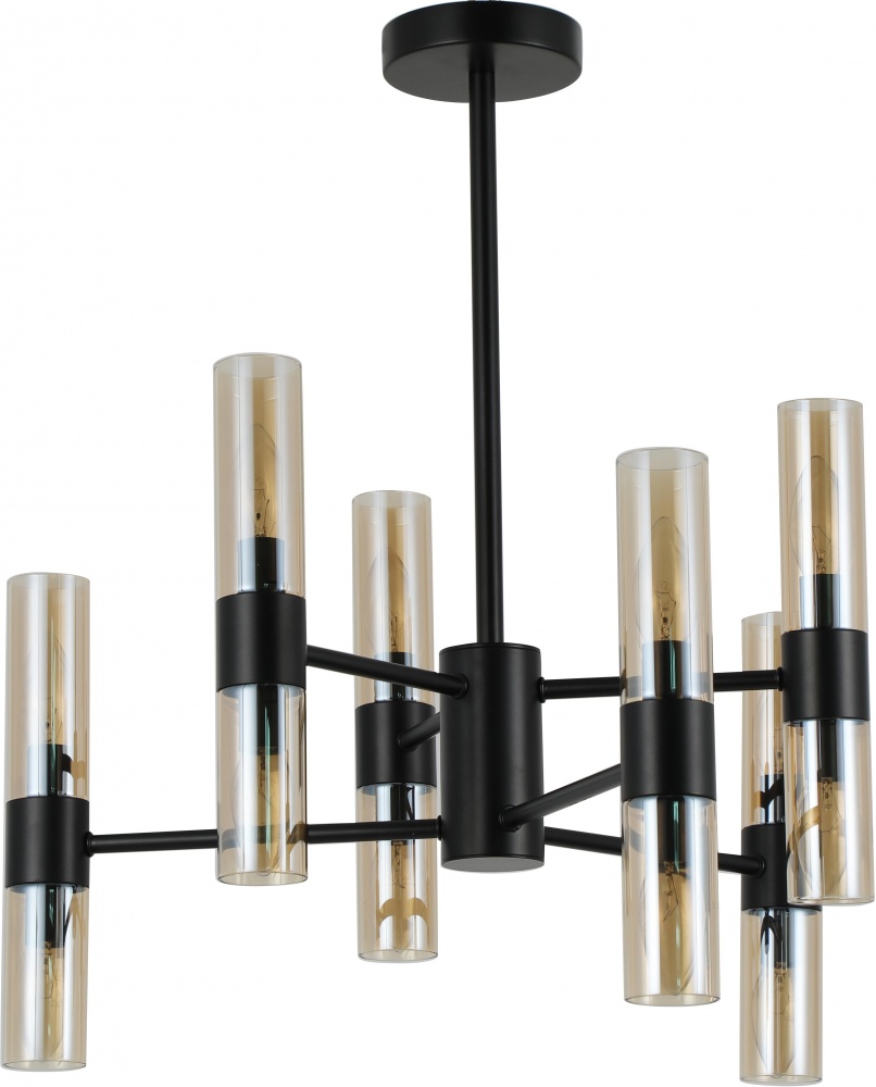 Люстра подвесная Sensio Borealis 12x40 Вт E14 черный/амбер ALG-74783/6+6