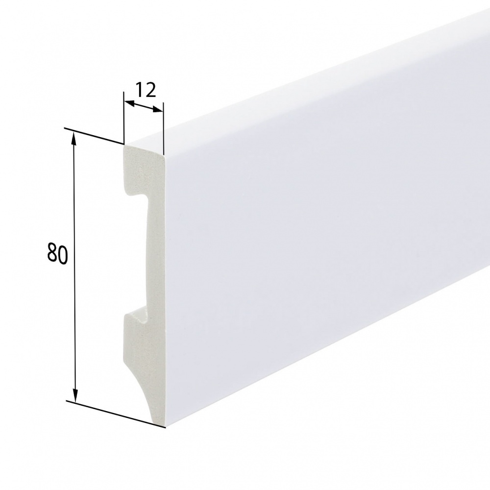 Плинтус дюрополимер King Floor JC 648-W1 белый 2000х80х12 мм