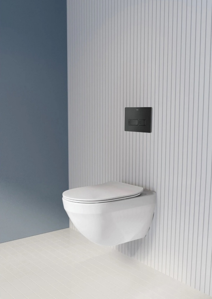 Унитаз подвесной ROCA HEBE Round Rimless, с сиденьем SLIM slow-closing