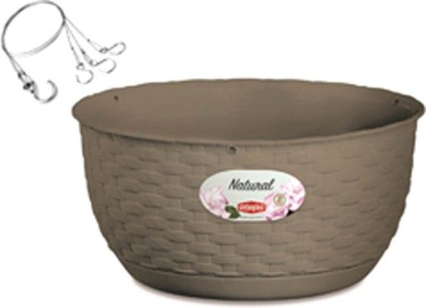 Кашпо пластикове Stefanplast Natural круглий 5,9л сірий (75503) 