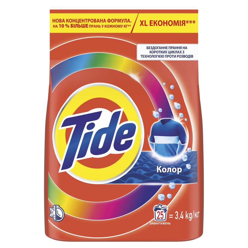 Пральний порошок для машинного та ручного прання Tide Аква-Пудра Color 3,4 кг