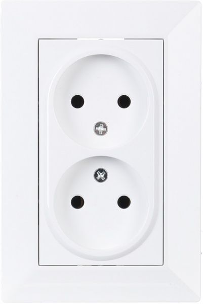 Розетка двойная без заземления HausMark Alta без шторок без крышки белый SNG-SCP.SQ20MG21WTG-W