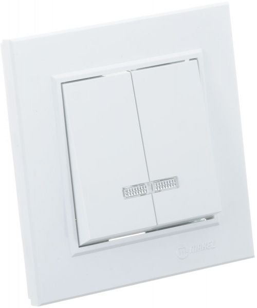 Вимикач двоклавішний Makel Karea з підсвіткою 10 А 220В білий