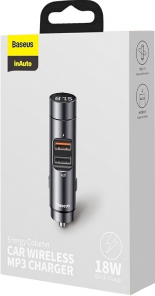 FM-трансмиттер BASEUS Energy Column Car Wireless MP3 Charger Dark grey (CCNLZ-C0G) 749299