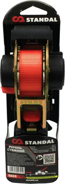 Стяжной ремень с автосмоткой STD 5603 крючок S 640 кг 4мx25мм STANDAL