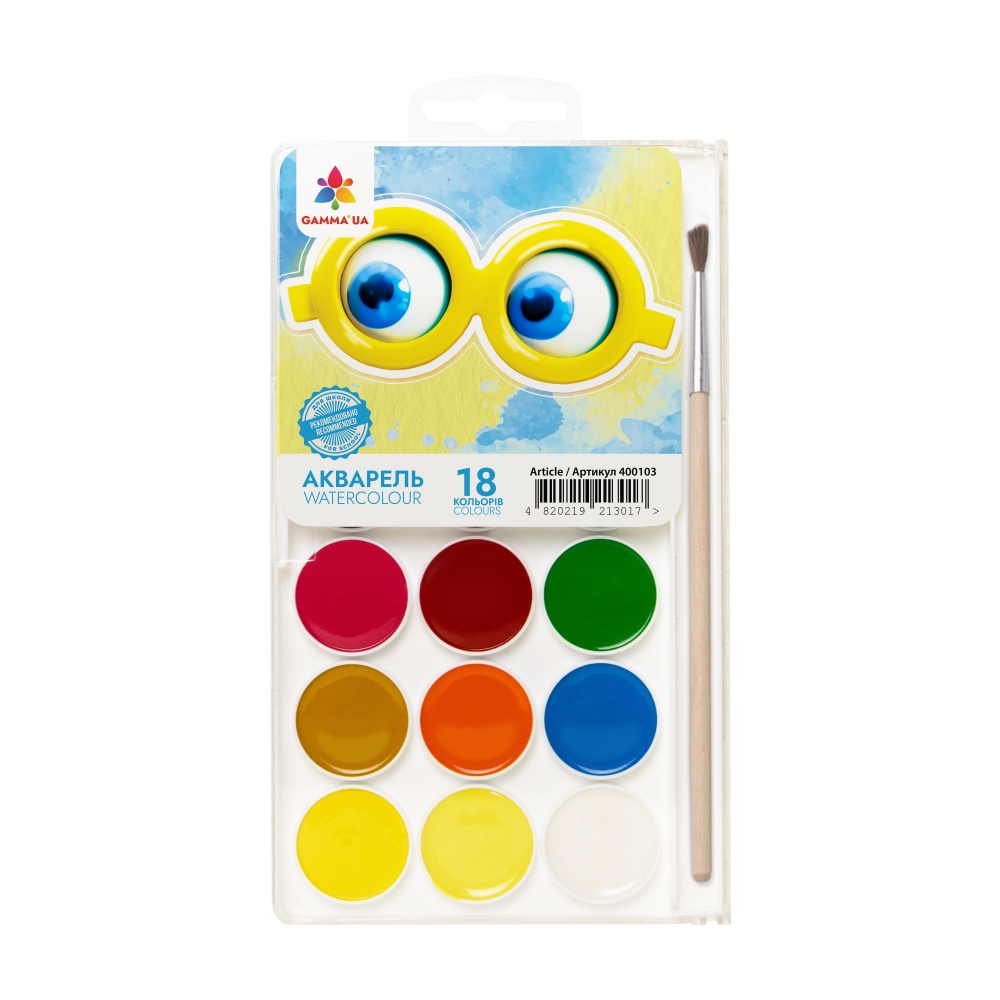 Краска акварельная 18 шт. 400103 Райдуга-Трейд