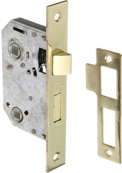 Ручка с замком сувальдный Bruno 7035 62 мм полированная латунь без петель