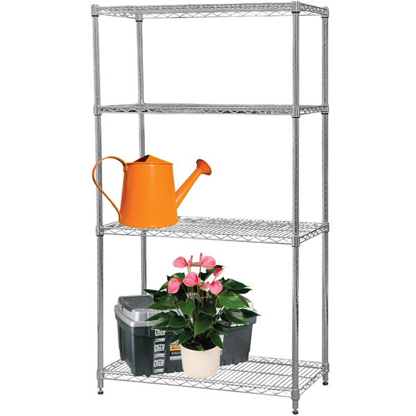 Стеллаж металлический PROзапас хромированный 1600x914x457 мм серый (183663-4) 