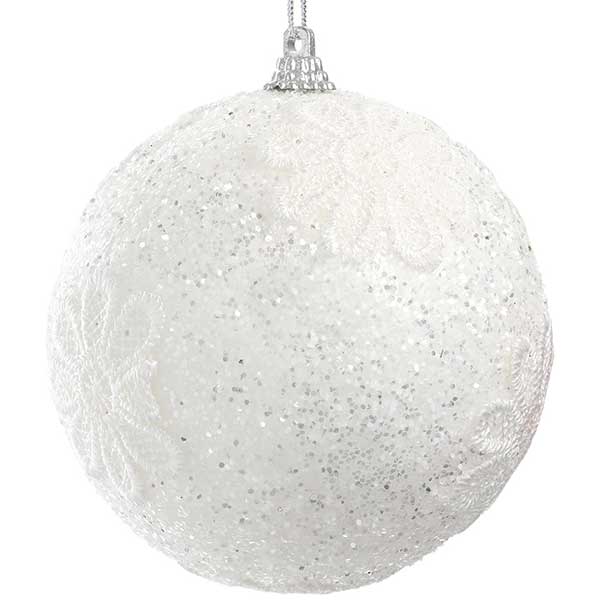 Шарик новогодний Ажурный цветок SDA106360W 60 мм