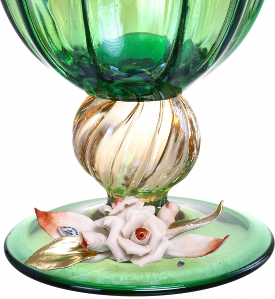 Ваза зеленая TULIPANO GREEN/HONEY, 21X44X21 White cristal