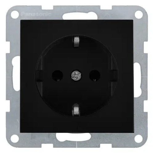 Механизм розетки бытовая с заземлением Panasonic Karre Plus 55 IP20 черный WDTT02022BL-UA1