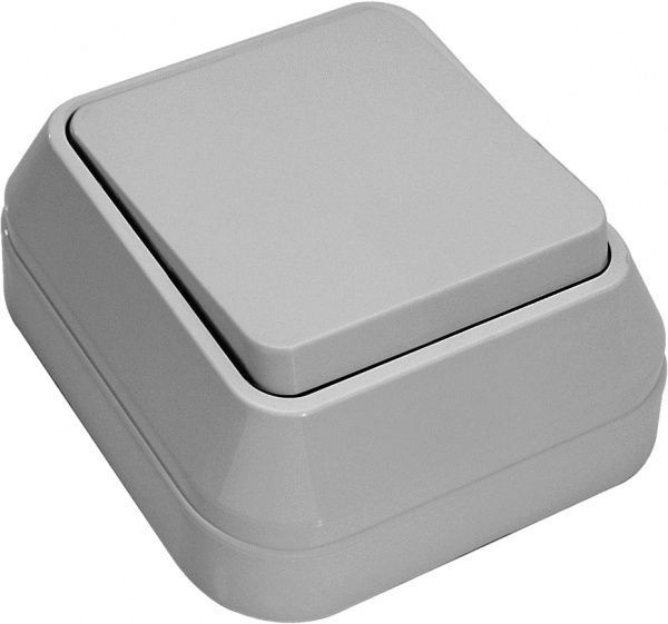 Вимикач одноклавішний Makel IP44 без підсвітки 10 А 250В сірий 45001