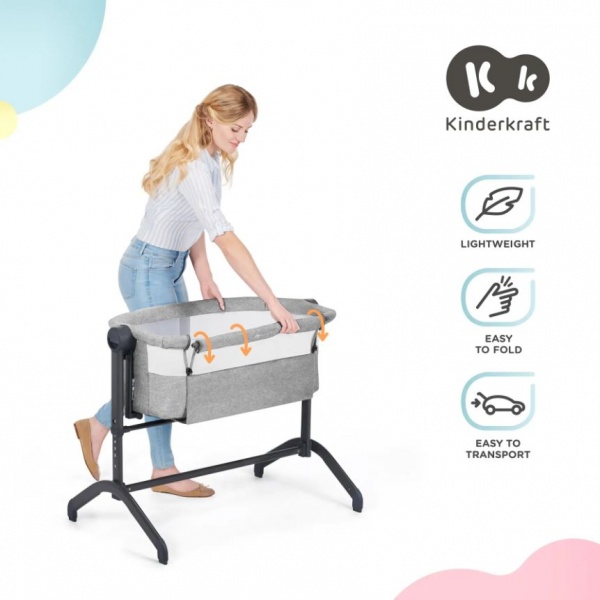 Ліжечко дитяче Kinderkraft Bea Grey KLBEA000GRY0000