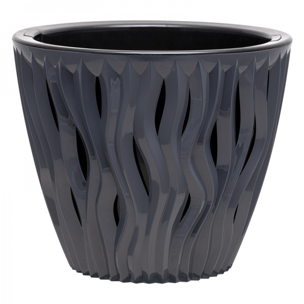 Кашпо Вдохновение круглый 1,6 л антрацит (КШ-5402) 
