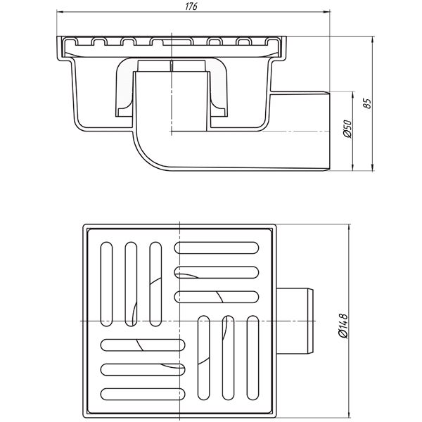 Трап сливной Ani Plast TA5112EU 15х15/50 мм