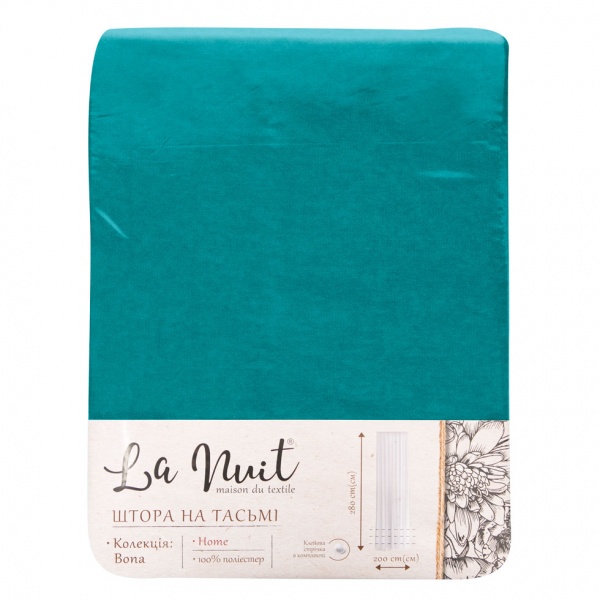 Штора BONA 150х280 бірюзовий La Nuit