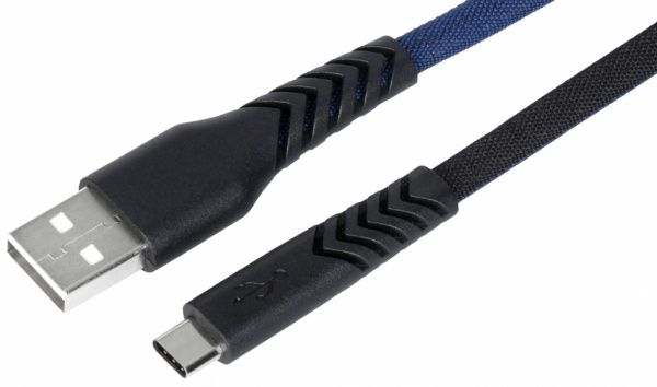Кабель 2E USB-USB-C 1 м чорний із синім (2E-CCTT-1MBL) 