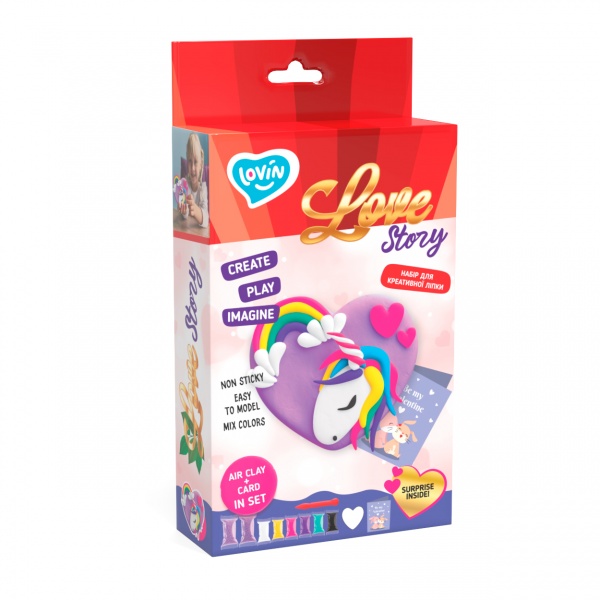 Набор для творчества Love story Единорог с воздушным пластилином Lovin 